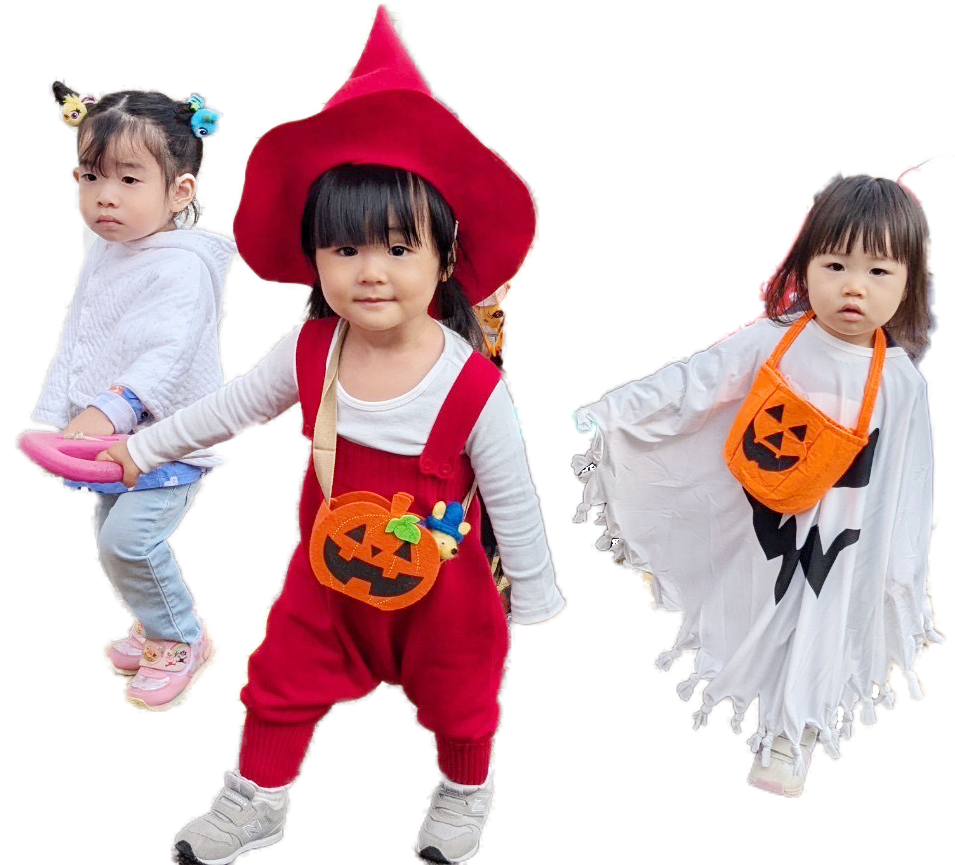 ハロウィンで仮装した園児たち