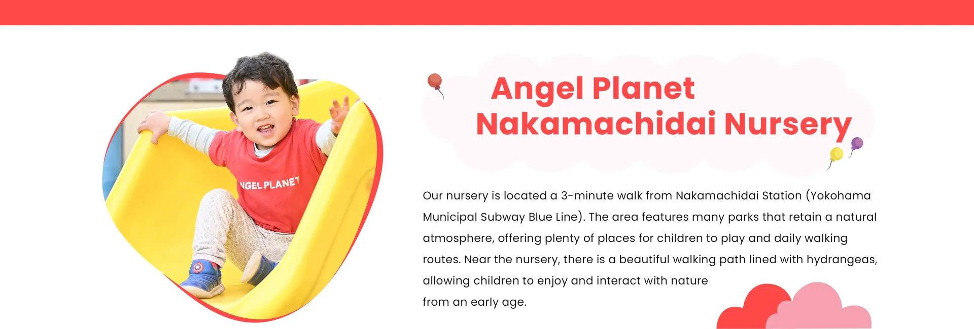 Smiling child at Angel Planet Nakamachidai Nursery