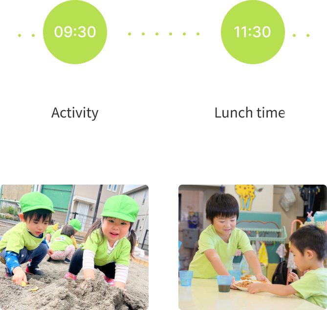 Late morning activities and lunch time at our nursery