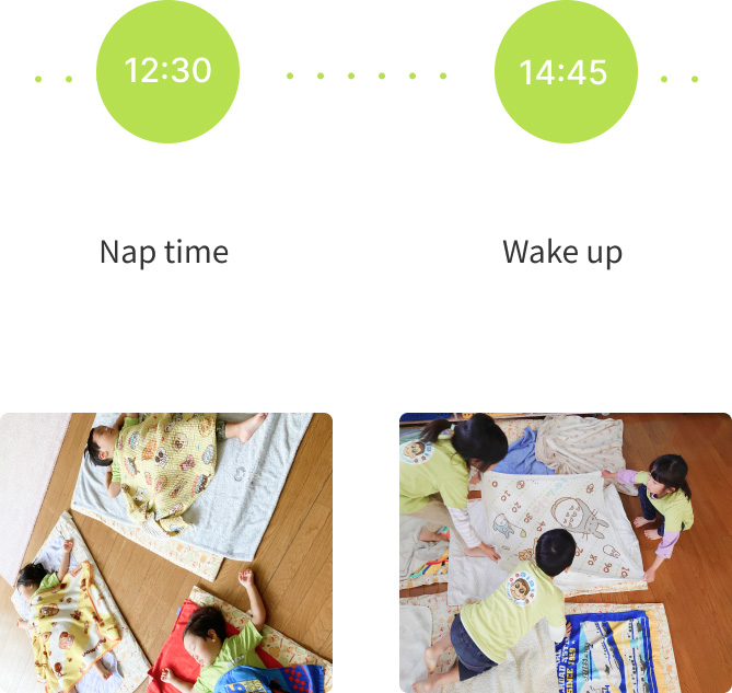 Nap time and wake-up time at our nursery