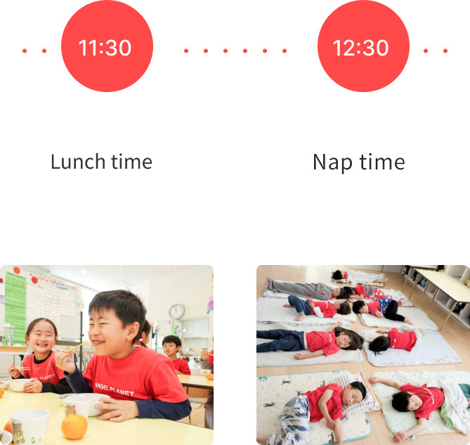 Lunch time and nap time at our nursery