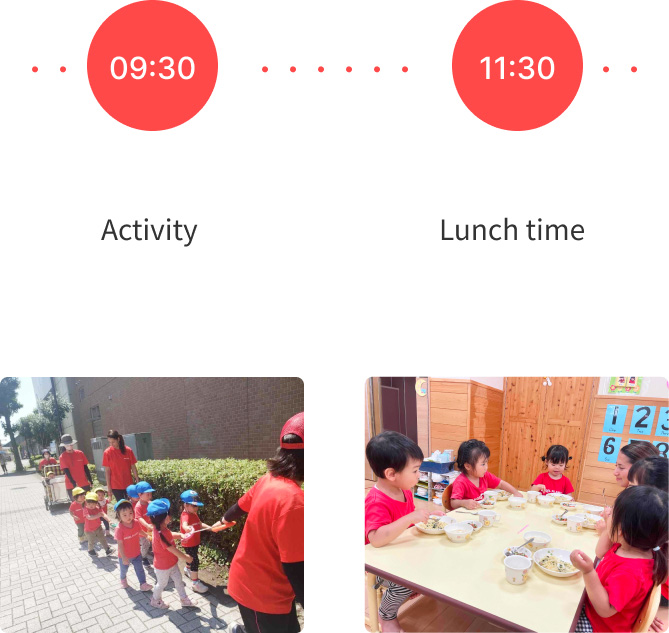 Late morning activities and lunch time at our nursery