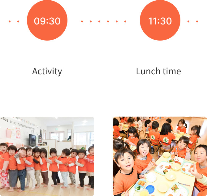 Late morning activities and lunch time at our nursery