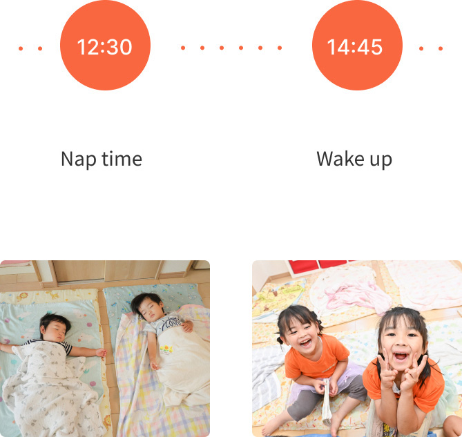 Nap time and wake-up time at our nursery