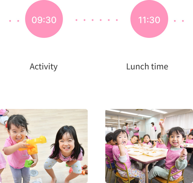 Late morning activities and lunch time at our nursery