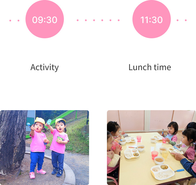 Late morning activities and lunch time at our nursery