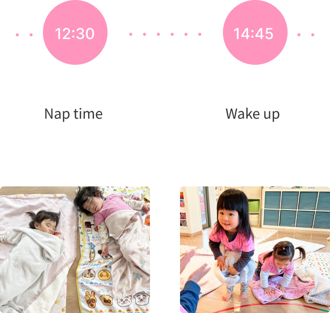 Nap time and wake-up time at our nursery