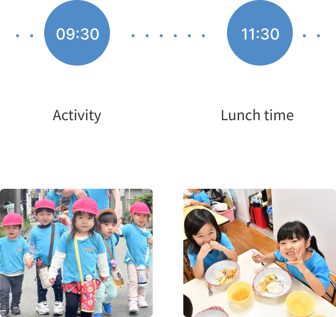 Late morning activities and lunch time at our nursery